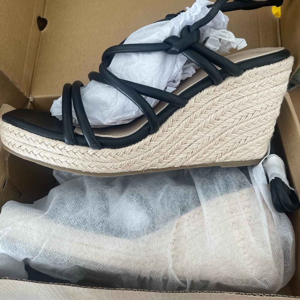 Black Wedge Sandals